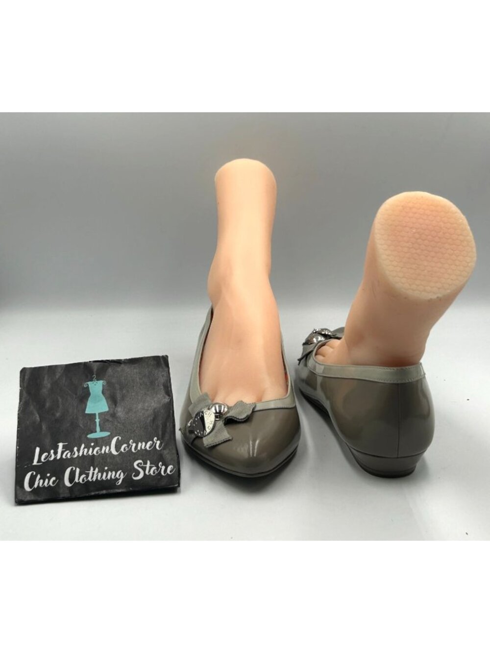 NWOB Coach Women's Gray Patent Leather Trina Button Bow Ballets Flats Sz 10 3368 - Picture 11 of 16